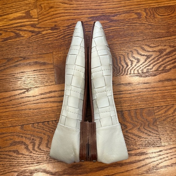 Frye Claire Woven Leather Ballet Flats Cream White Square Toe Size 10 EUC - Picture 6 of 8